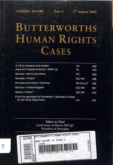 Butterworths human rights cases