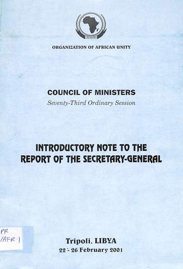 Council of ministers seventy-third ordinary session: Introductory note to the report of the secretary general