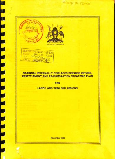 National internally displaced persons : return, resettlement and re-integration strategic plan