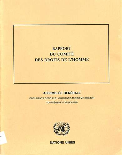 Rapport du Comité des droits de l'homme