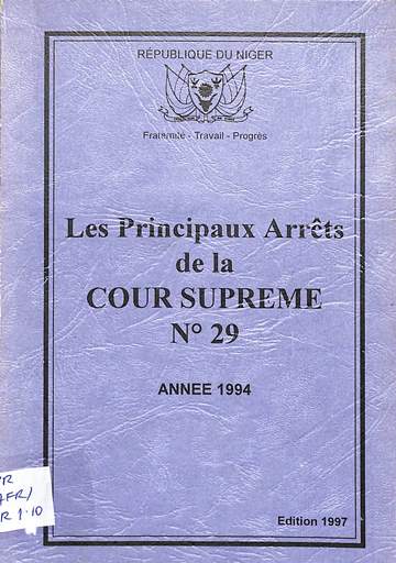 Les principaux arrêts de la Cour Suprême no 29 – année 1994