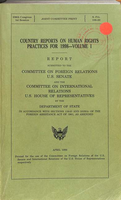 Country reports on human rights practices for 1998: Volume I