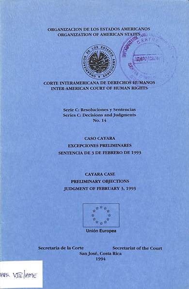 Serie c: Resoluciones y sentencias no. 14 = decisions and judgments no. 14