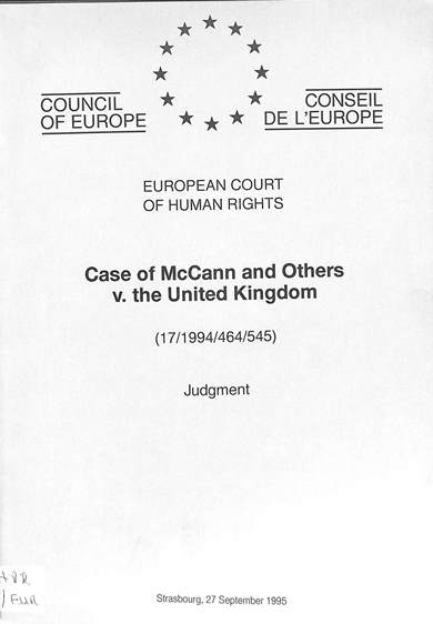 Case of McCann and others v the United Kingdom