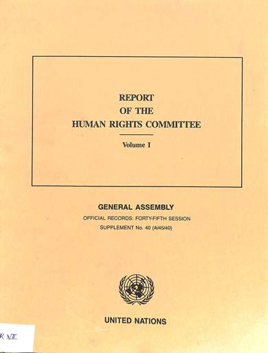 Report of the human rights committee volume I