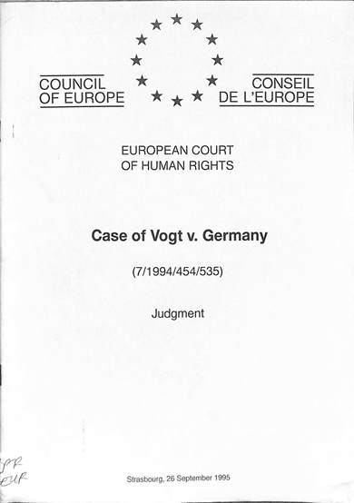 Case of Vogt v. Germany: Judgement