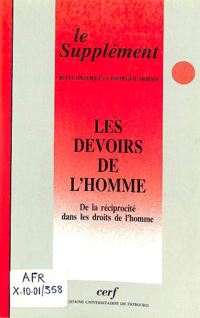 Les devoirs de l'homme de la réciprocité dans les droits de l'homme