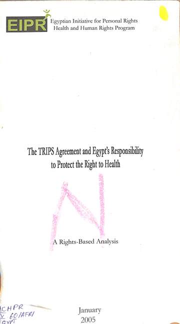 the TRIPS Agreement and Egypt responsibility to protect the right to health