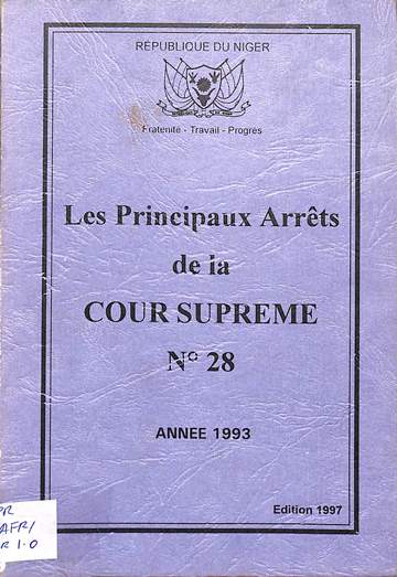 Les principaux arrêts de la Cour Suprême no 28 – année 1993