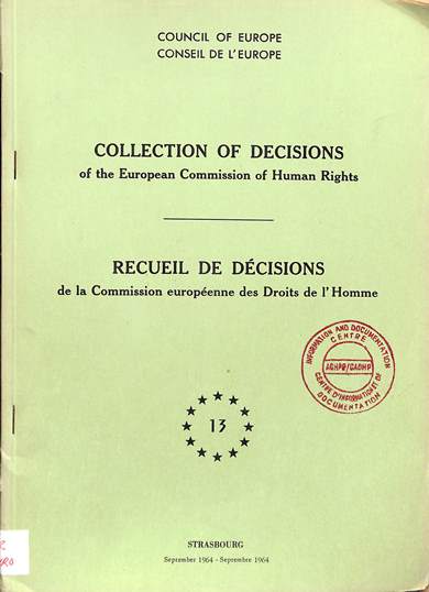 Collection of decisions/recueil des decisions: no. 13