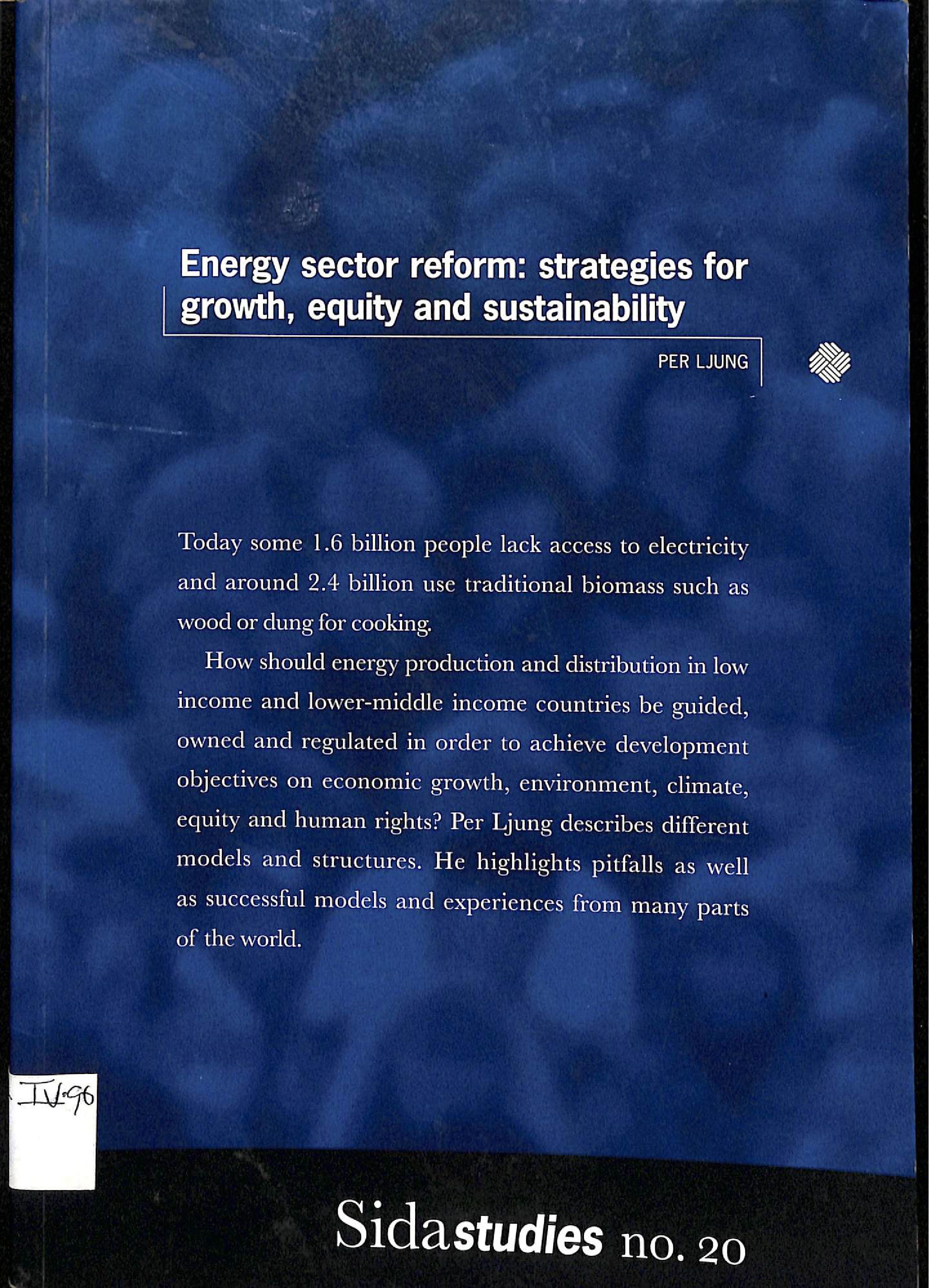 Energy sector reform: Strategies for growth, equity and sustainability