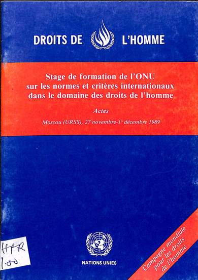 Stage de formation de l'ONU sur les normes et critères internationaux dans le domaine des droits de l'homme