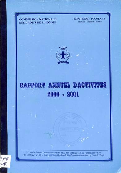 Rapport annuel d'activités 2000-2001