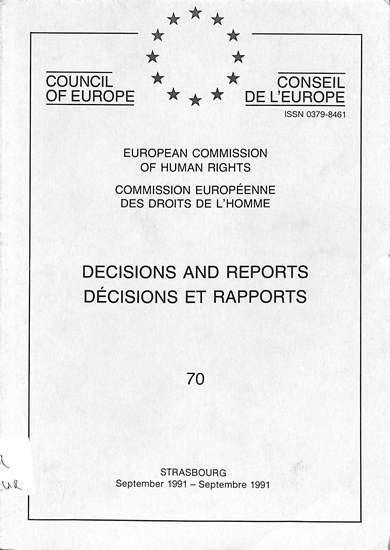 Decisions and reports = decisions et rapports: September 1991 = September 1991