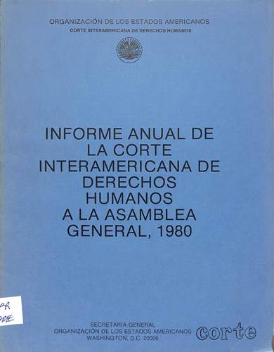 Informe anual de la corte interamericana de derechos humanos a la asamblea general 1980