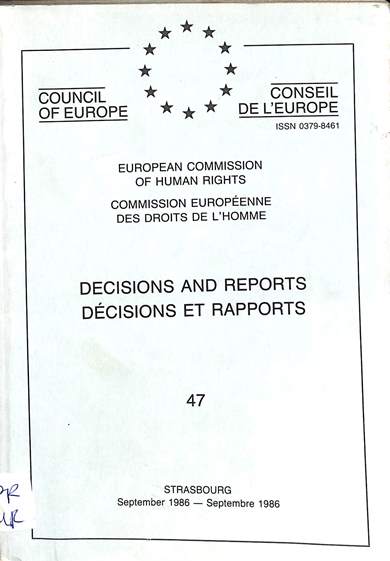 Decisions and reports = decisions et rapports: September 1986 = Decembre 1986