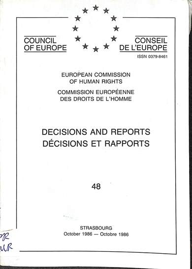 Decisions and reports = decisions et rapports: October 1986 = Octobre 1986