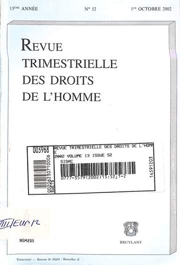 Revue trimestrielle des de droits de l'homme