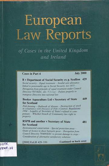 European law reports of cases in the United Kingdom and Ireland cases 