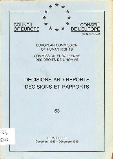 Decisions and reports = decisions et rapports: December 1989 = Decembre 1989