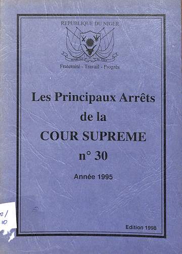 Les principaux arrêts de la Cour Suprême no 30 – année 1995
