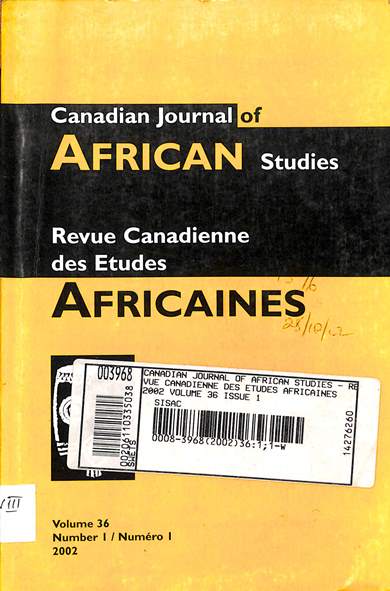 Canadian journal of African studies = Revue Canadienne des etudes Africaines