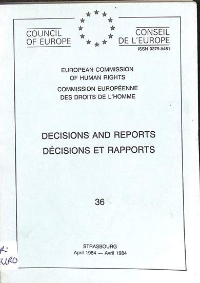 Decisions and reports = decisions et rapports: April = 1984 Avril 1984