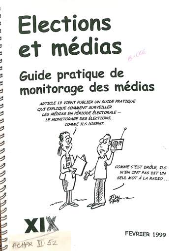 Elections et medias : guide pratique de monitorage des medias 
