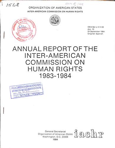 Annual report of the inter-American commission on human rights 1983 - 1984