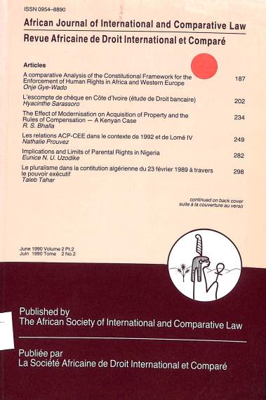 African journal of international law = Revue Africaine de droit international et compare: June 1990 volume 2 pt. 2