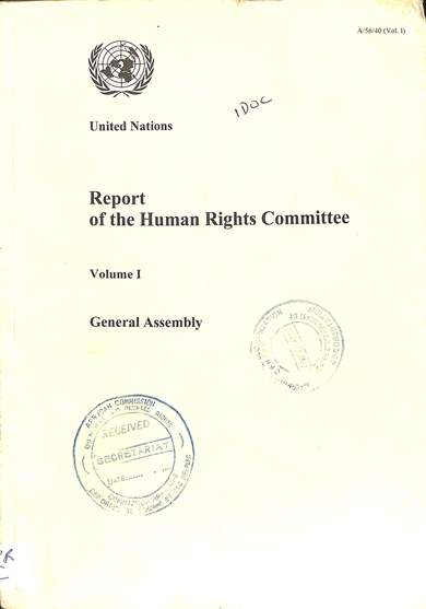 Report of the human rights committee volume I