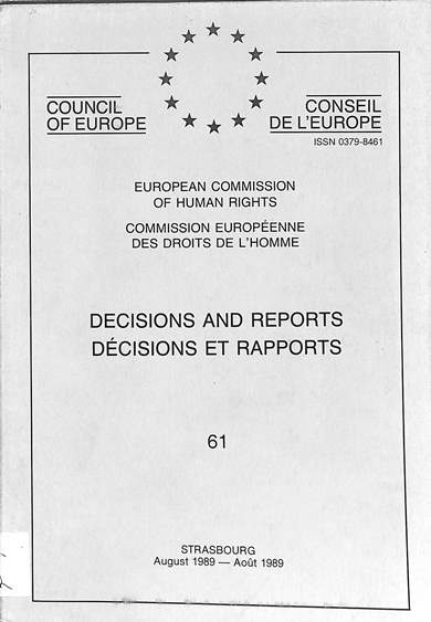 Decisions and reports = decisions et rapports: August 1989 = Aoút 1989