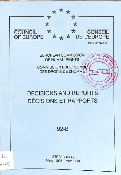 Decisions and reports = decisions et rapports: March 1998 = Mars 1998