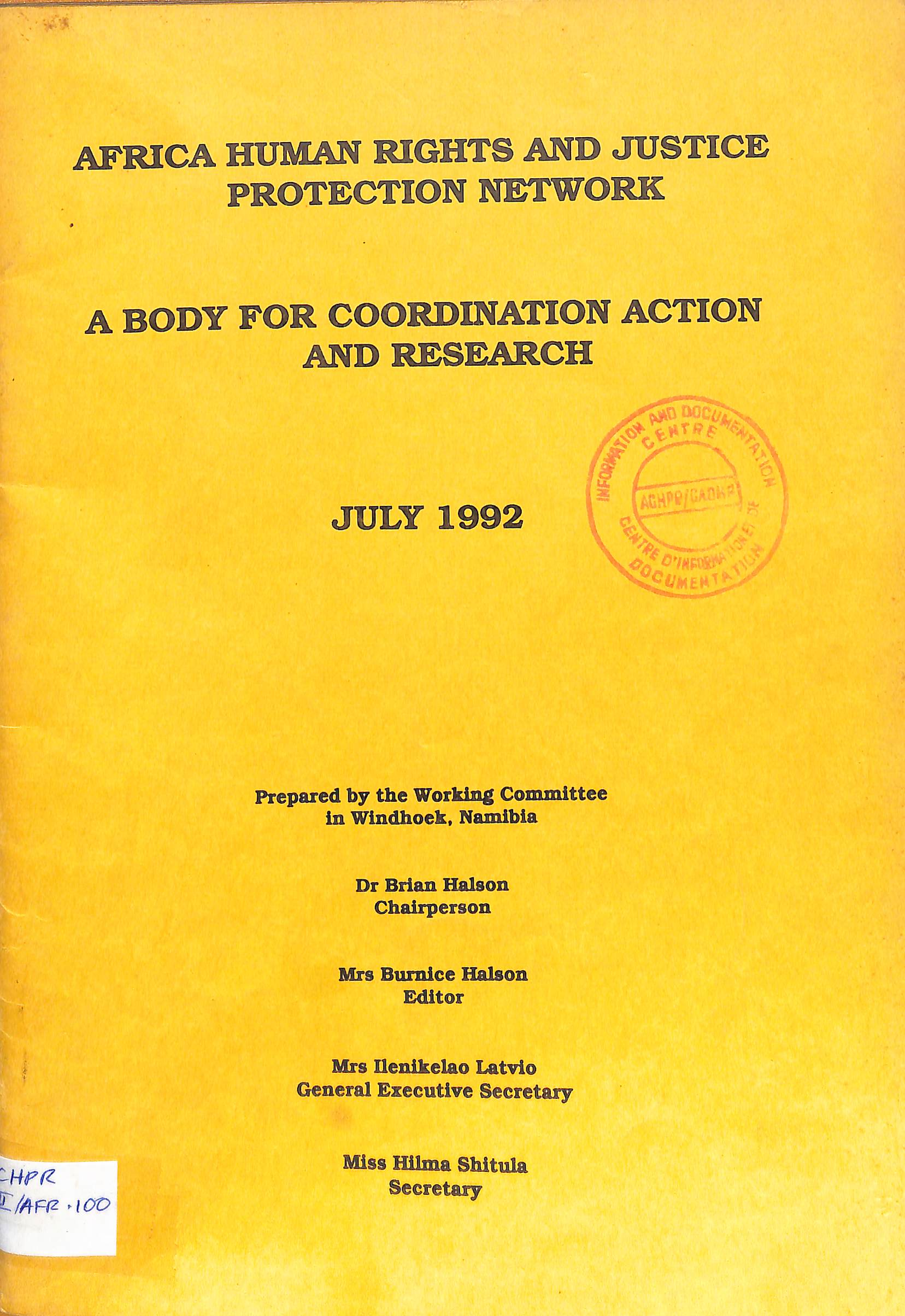 Africa human rights and justice protection network: A body for coordination action and research