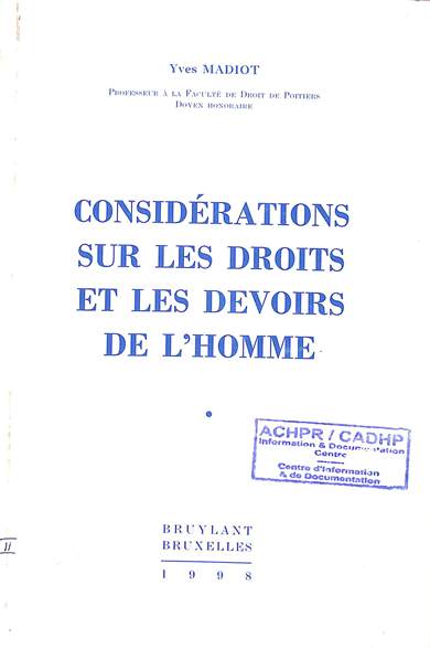 Considerations sur les droits et les devoirs de l’homme